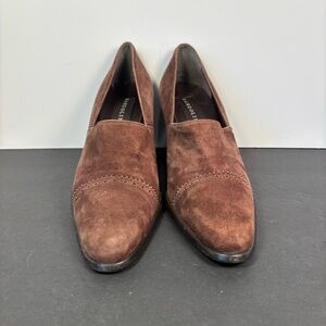 Bandolino Izra Suede Block Heel Pumps Brown 8.5M Office Classic